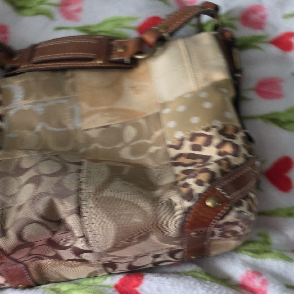 Patchwork Beige & Brown Shoulder Bag - image 10